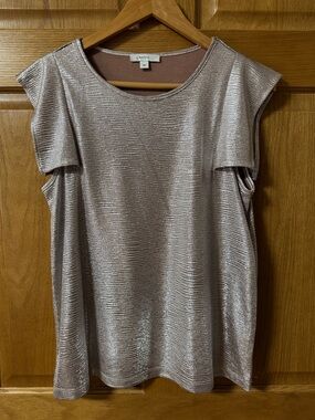 Tahari Sleeveless Metallic Rose Cold-Shoulder Tank